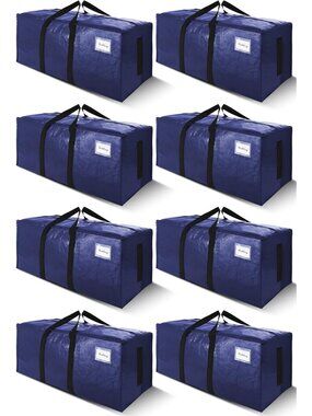Extra Large Heavy-Duty Moving Bags - 8 Pack, Space-Saving Storage Totes, 24 Gal